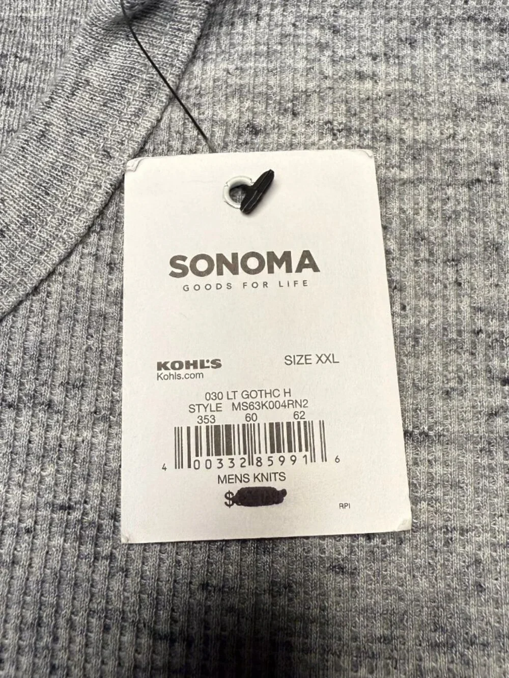 NWT Men’s Sonoma Super Soft Thermal Long Sleeved Shirt Size XXL